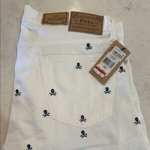 Polo by Ralph Lauren White Jeans with Skull Design
